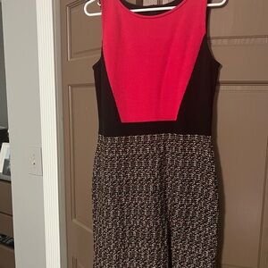 St. John Red and Black Midi Dress